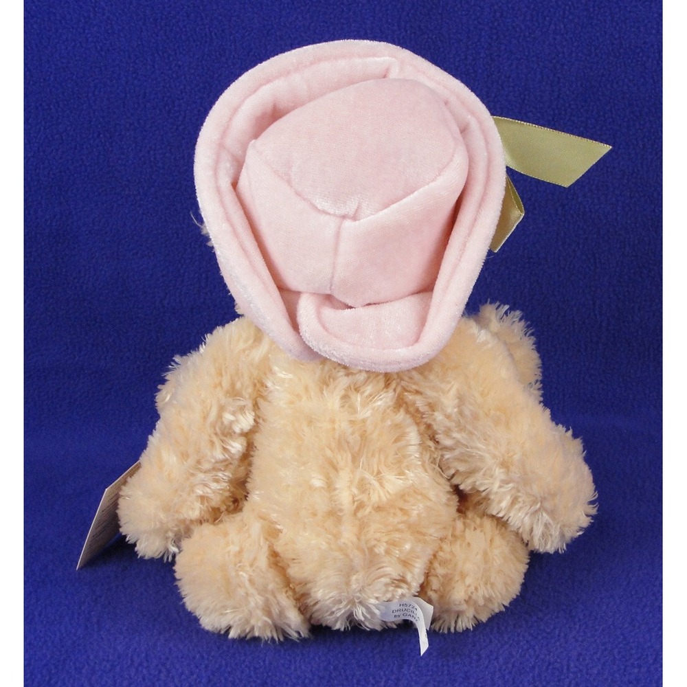 RARE Ganz Drucilla Girl Bear Plush Tan Pink Pill Hat Roses Bow Stuffed Animal - Picture 4 of 8